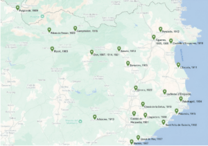 Mapa antiguo de Gerona colegiación médica